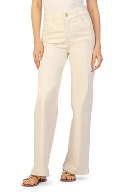 KUT from the Kloth Jodi Fab Ab High Waist Wide Leg Jeans Ecru at Nordstrom,