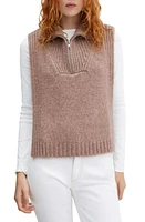 MANGO Quarter Zip Flyaway Sweater Vest Pale Pink at Nordstrom,