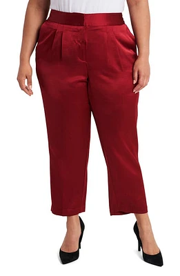 Vince Camuto Slim Leg Satin Pants Deep Red at Nordstrom,