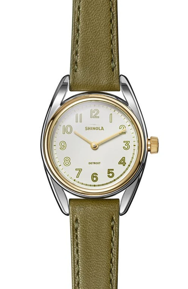 Shinola Derby Leather Strap Watch, 30mm in Alabaster at Nordstrom