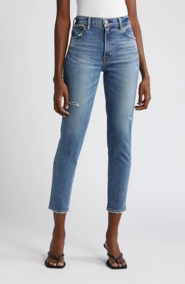 MOUSSY Grahamwood Crop Skinny Jeans Blue at Nordstrom,