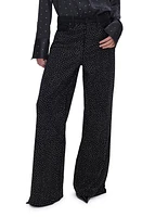 Good American Ease Rhinestone Wide Leg Jeans Black323 at