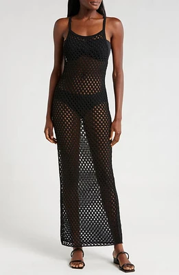 Sweaty Betty Beachside Crochet Cover-Up Dress Black at Nordstrom,