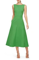 Kay Unger Amari Sleeveless Stretch Crepe Midi Cocktail Dress Lush Green at Nordstrom,