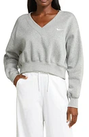 Nike Sportswear Phoenix Fleece V-Neck Crop Sweatshirt at Nordstrom,