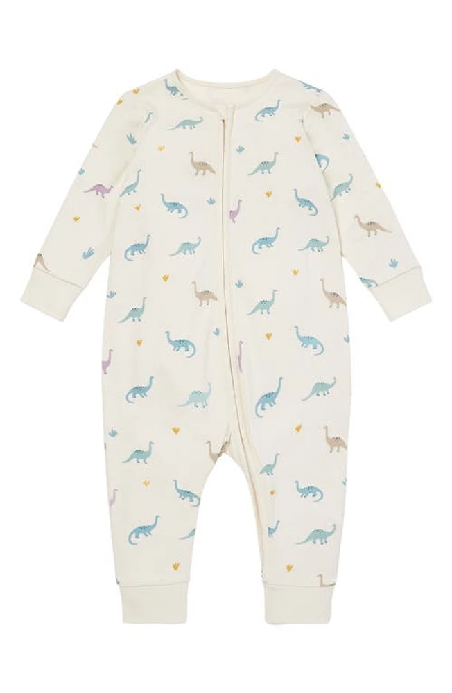 MORI Clever Dino Print Zip Fitted One-Piece Pajamas at Nordstrom