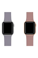 The Posh Tech Assorted 2-Pack Silicone Apple Watch Watchbands in Purple/Rose at Nordstrom