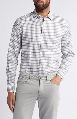 Scott Barber Tattersall Check Linen Twill Button-Up Shirt Sage at Nordstrom,