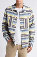 Scotch & Soda Stripe Structured Cotton Shirt Jacket Navy Mult at Nordstrom,