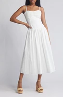 MOON RIVER Sweetheart Neck Midi Sundress in Ivory at Nordstrom, Size Medium