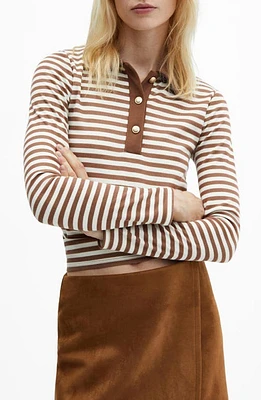 MANGO Stripe Long Sleeve Polo at Nordstrom,