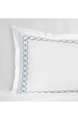 SFERRA Catena Cotton Percale Boudoir Pillow Sham in White/Sea at Nordstrom