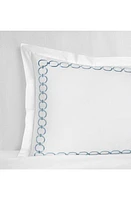 SFERRA Catena Cotton Percale Boudoir Pillow Sham in White/Sea at Nordstrom