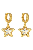 July Child Starburst Locket Drop Huggie Hoop Earrings in Gold/Star Shaped Crystal at Nordstrom