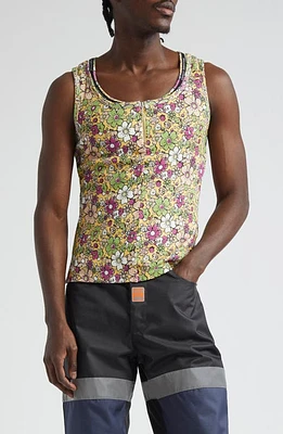 Martine Rose Floral Print Quarter Zip Tank Festival at Nordstrom,