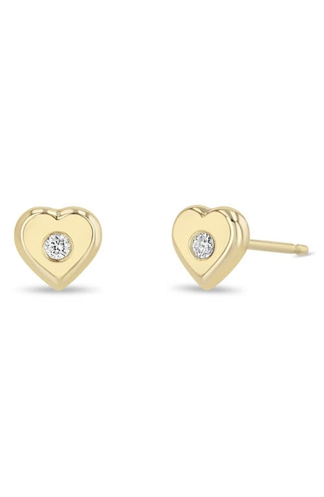 Zoë Chicco Diamond Heart Stud Earrings in Yellow Gold at Nordstrom