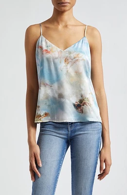 L'AGENCE Jane Art Print Silk Camisole Light Blue Multi at Nordstrom,