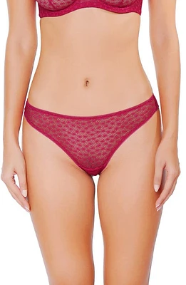 Huit Daisy Cerise Lace & Mesh Tanga Cherry at Nordstrom,