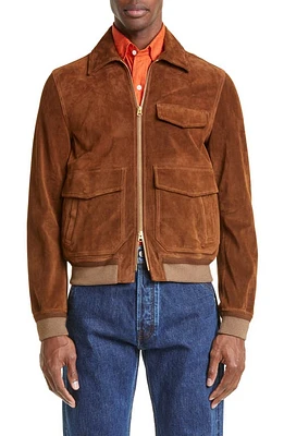 Drake's A2 Suede Bomber Jacket Brown 300 at Nordstrom,