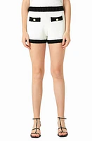 Endless Rose Contrast Trim Knit Shorts Ivory/Black at Nordstrom,