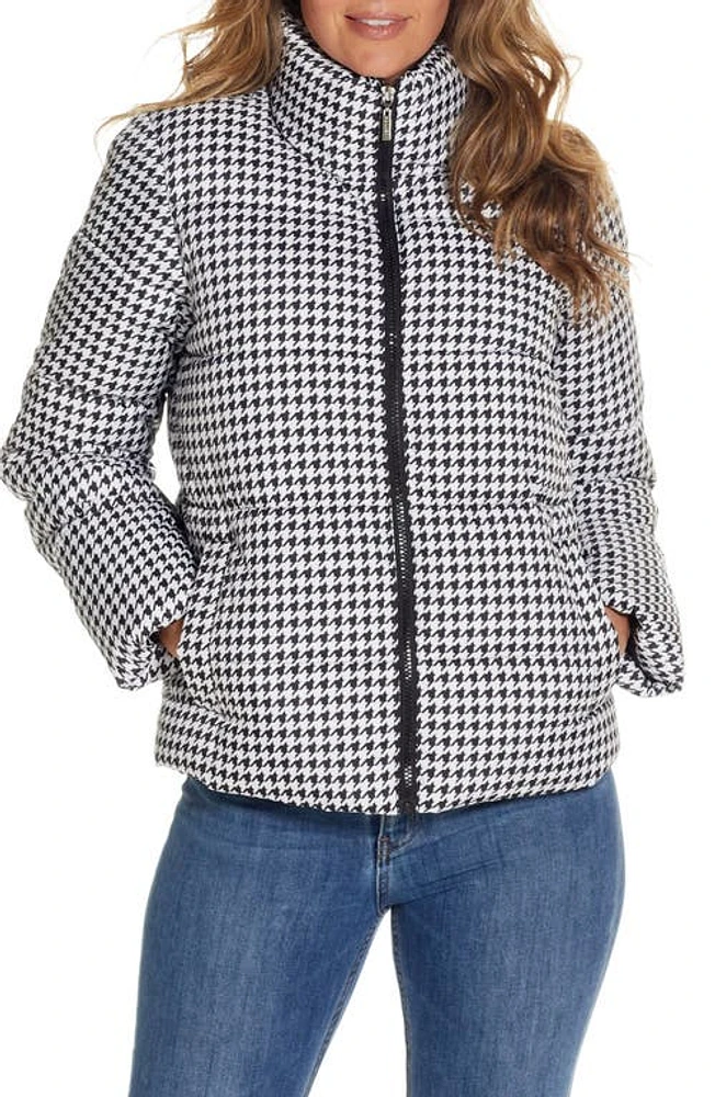 Gallery Houndstooth Puffer Jacket Black/White at Nordstrom,