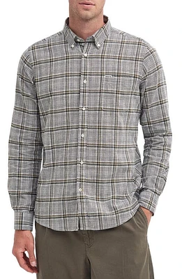 Barbour Coalridge Plaid Linen & Cotton Button-Down Shirt Olive at Nordstrom,