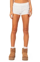 EDIKTED Lucy Ruffled Lace Shorts White at Nordstrom,