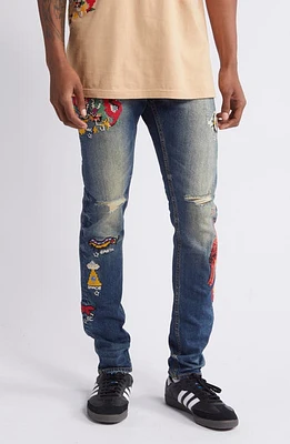 ICECREAM World Tour Embroidered Ripped Stretch Jeans Blueberry Haze at Nordstrom,