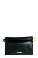 Jacquemus La Pochette Rond Carré Leather Clutch in Black 990 at Nordstrom