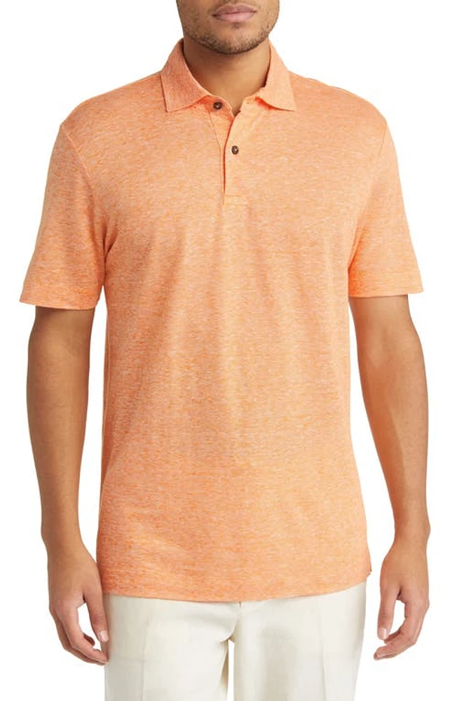 BOSS Press Heathered Linen Piqué Polo Medium Orange at