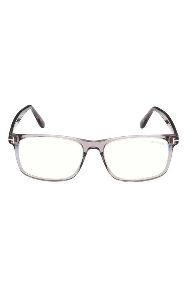 TOM FORD 53mm Square Blue Light Blocking Optical Glasses in Grey/smoke at Nordstrom