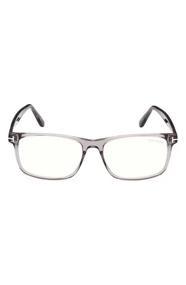 TOM FORD 53mm Square Blue Light Blocking Optical Glasses in Grey/smoke at Nordstrom