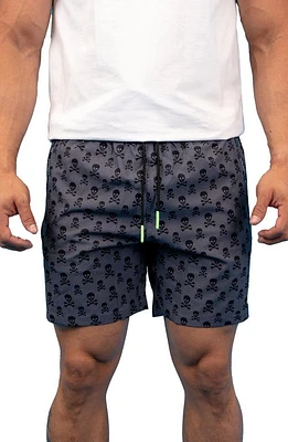 Maceoo Swim Lion Skull & Crossbones Swim Trunks in Grey at Nordstrom, Size 3