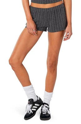 EDIKTED Irene Pointelle Low Rise Microshorts Gray at Nordstrom,