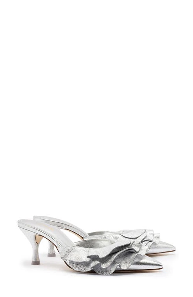 Larroudé Candy Ruffle Mule Silver at Nordstrom,