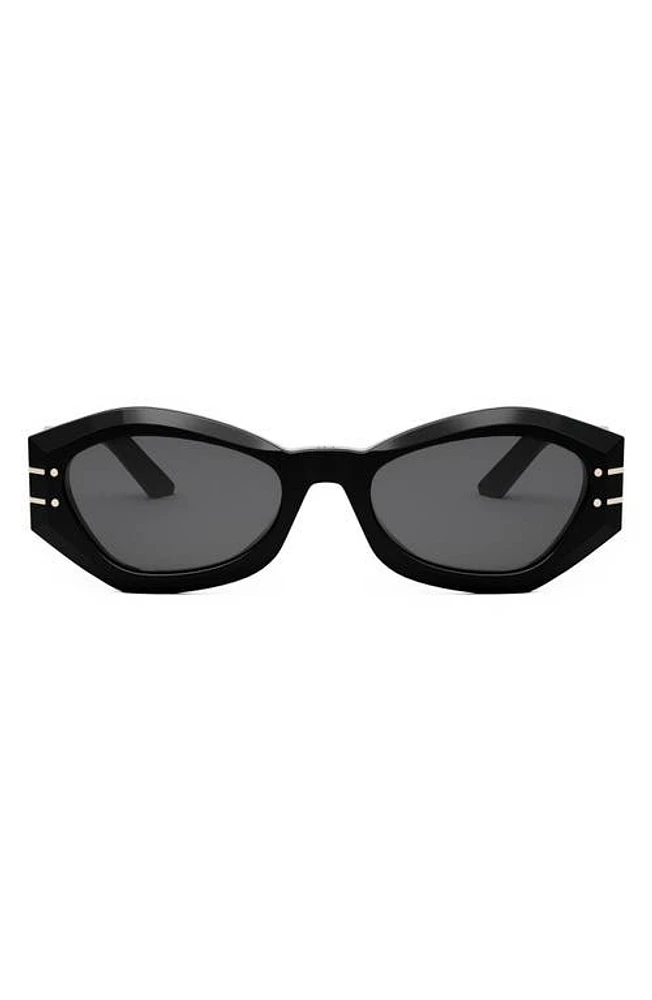 'DiorSignature B1U 55mm Butterfly Sunglasses in Shiny Black /Smoke at Nordstrom