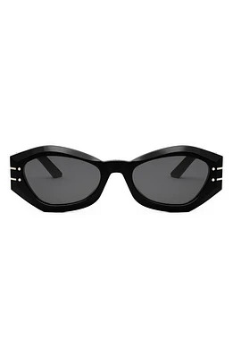 'DiorSignature B1U 55mm Butterfly Sunglasses in Shiny Black /Smoke at Nordstrom