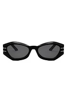 'DiorSignature B1U 55mm Butterfly Sunglasses in Shiny Black /Smoke at Nordstrom