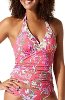 Tommy Bahama Summer Floral Reversible Halter Tankini Top Coral Coast Rev at Nordstrom,