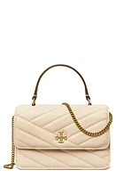 Tory Burch Mini Kira Chevron Quilted Leather Top Handle Wallet on a Chain in New Cream at Nordstrom