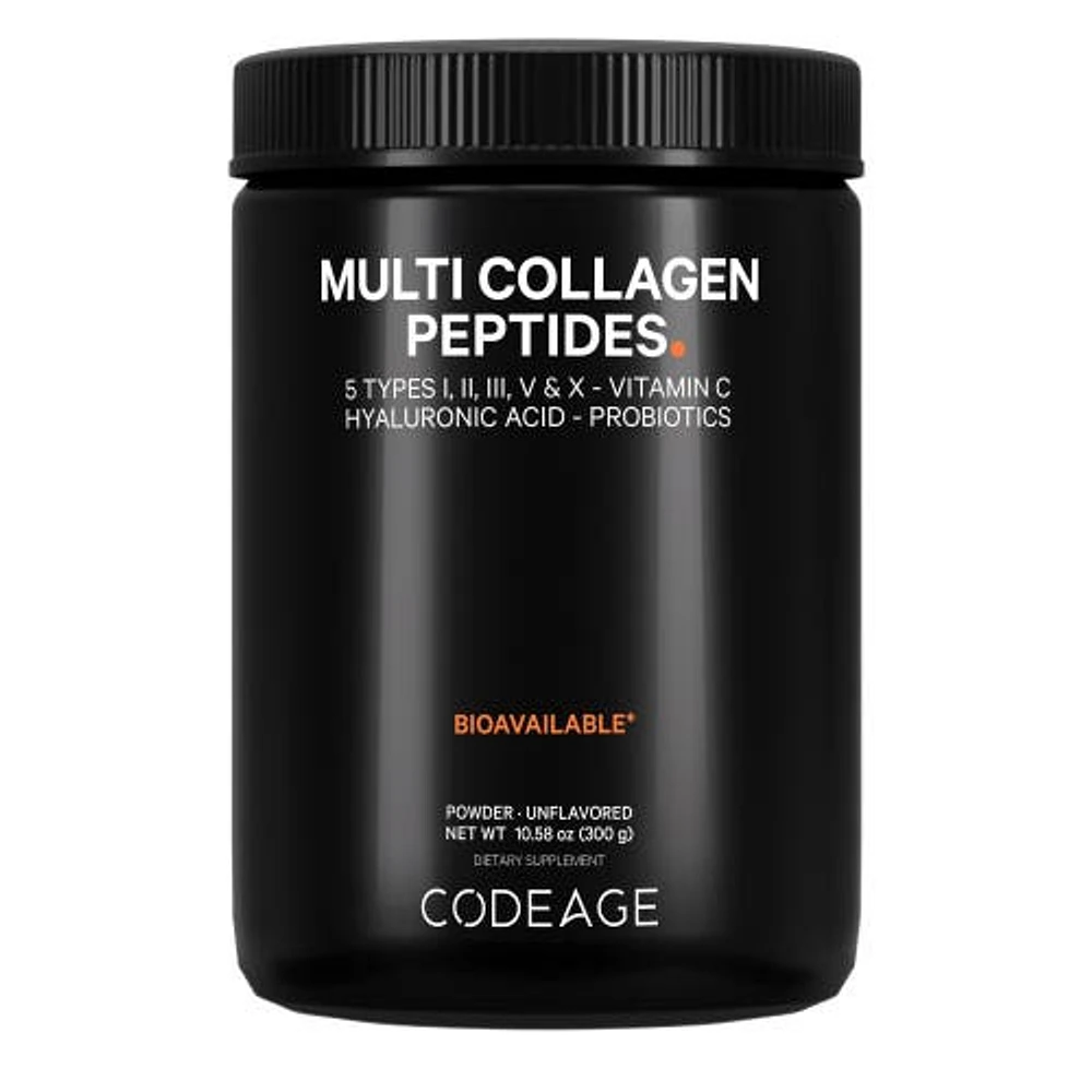 Codeage Multi Collagen Peptides + Probiotics Black Edition, Vitamin C, Hyaluronic Acid, 10.58 oz in White at Nordstrom