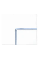 SFERRA Grande Hotel Cotton Flat Sheet in White/Ocean at Nordstrom