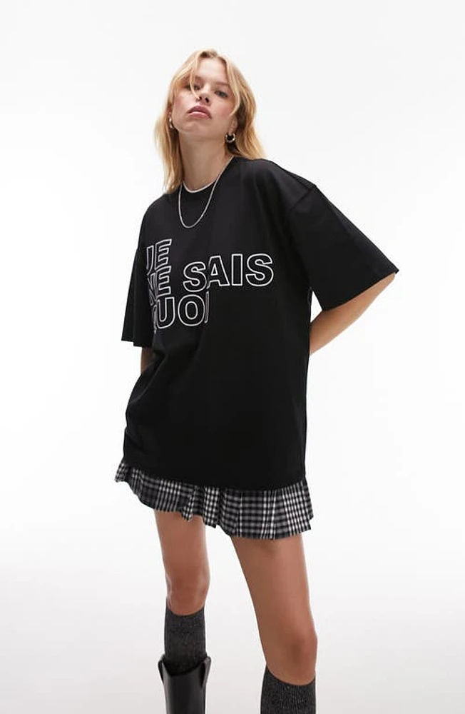 Topshop Double Layer Oversize T-Shirt in Black at Nordstrom, Size Small