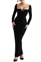 HOUSE OF CB Rosa Embellished Long Sleeve Dress Black at Nordstrom,