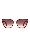 rag & bone 56mm Gradient Cat Eye Sunglasses in Burgundy/Burgundy Shaded at Nordstrom