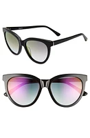 Brightside Beverly 55mm Cat Eye Sunglasses in Black/Violet Gradient Mirror at Nordstrom