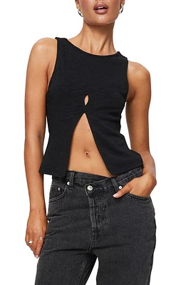 Princess Polly Lantau Front Slit Tank Top Black at Nordstrom,