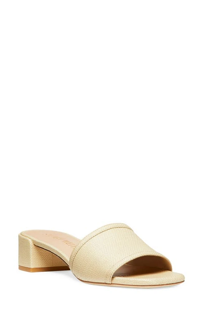 Stuart Weitzman Cayman 35 Block Slide Sandal in Natural. at Nordstrom, Size 12