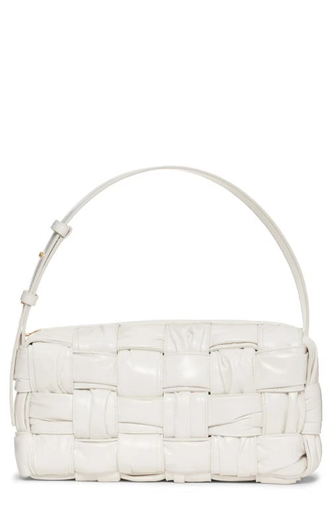 Bottega Veneta Brick Plissé Intrecciato Leather Shoulder Bag in White-M Brass at Nordstrom