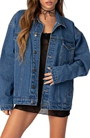 EDIKTED Dalia Oversize Denim Jacket Dark-Blue at Nordstrom,